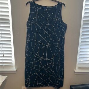 Venezia Black Dress with White Abstract Lines